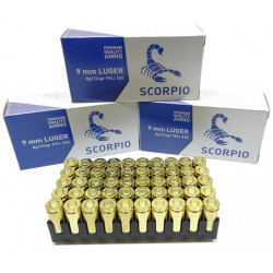 Amunicja pistoletowa Scorpio kal. 9mm Luger, 124gr/8g, FMJ